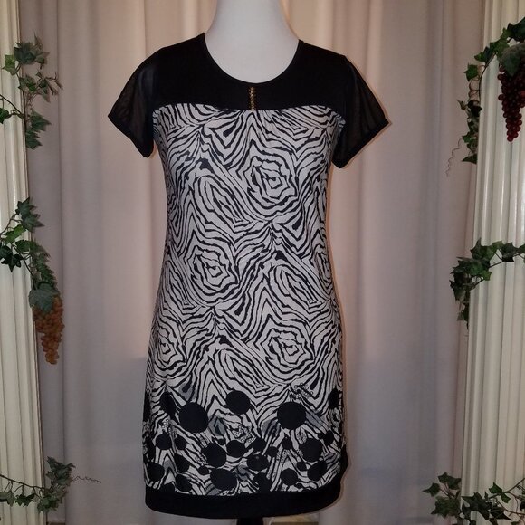 No brand Dresses & Skirts - Black tan zebra print dress with a little bling L